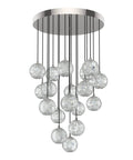 21 Inch 18 Light LED Multi Pendant Chandelier In Natural Brass Featuring Clear Ribbed Acrylic Shades A Top Shelf Dining Room Centerpiece That Is A Total Game Changer For Your Home with crystal spheres
