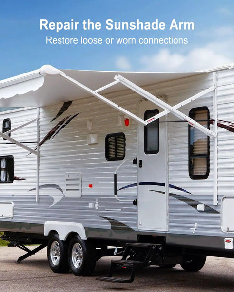 RV Awning Arm Repair Pin Kit With Spacers For Power RV Camper Trailer Replacement Compatible With 431840 installed on trailer