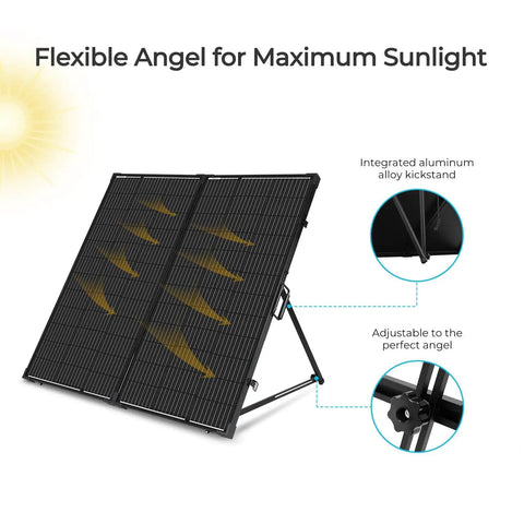 200W Portable Solar Panel Suitcase With Waterproof 20A Charge Controller Foldable Panel And Adjustable Kickstand for RVs