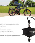 Rear Drive 48V 500W Brushless Gear Hub Motor For E Bike Conversion, Commuting And Off Road Upgrades showcased beside a folding bike in use.