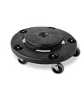 Dolly For Heavy Duty 20 To 55 Gallon Waste Cans With Easy Mobility And Secure Twist Lock Supports Up To 250 Pounds Ideal For Restaurants Back Of House Warehouses Offices Airports, shown in black with five casters.
