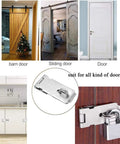 Stainless Steel 4 Inch Hasp Lock Packlock Clasp Safety Door Gate Bolt Lock Latch on various door types; includes eight mounting screws.