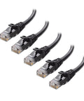 5 Pack Snagless Cat 6 Ethernet Cables, 3 Feet Long, 10Gbps Ready For Fast Gig Speed LAN Networking, Durable 24AWG Copper, Black