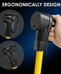 Heavy Duty Nema 10 30P To 14 50R Ev Charger Adapter With 8 Gauge Wire, ergonomically designed handle, showcasing plug details.