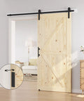 42 By 84 Inch Sliding Barn Door With Seven Foot Hardware Kit Included Unfinished Solid Spruce Wood Panel for stylish room division.