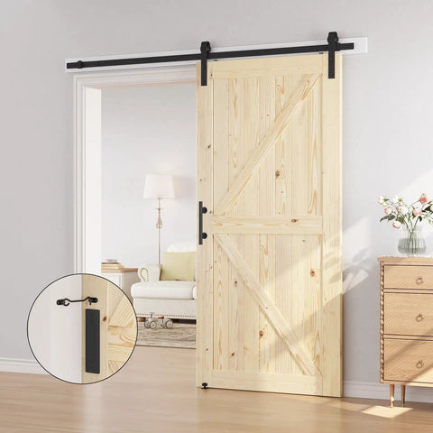 42 By 84 Inch Sliding Barn Door With Seven Foot Hardware Kit Included Unfinished Solid Spruce Wood Panel for stylish room division.