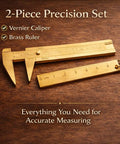 Brass Mini 80mm Double Scale Caliper Handy Portable Sliding Gauge For Gemstones And Jewelry Making Bead Measuring Tool Includes 60mm Brass Ruler Vintage Style No Battery Needed Lightweight Pro Grade And Durable on wooden surface.