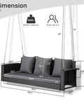 5 Foot Outdoor Porch Swing For Adults Wicker 3 Person Patio Swing With Cushions And Pillow Reinforced Chain Suspension With Gourd Clasp