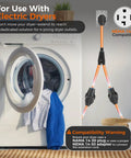 NEMA 14-30P To 14-30R And 14-50R Splitter Cord with electric dryer setup, 30 Amp dual outlet adapter for home use.