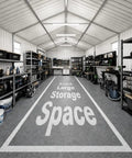 Interior of 10x20 Foot Metal Garage Shed With Double Hinged Doors And Four Windows, Heavy Duty Carport For Cars Boats Trucks Equipment