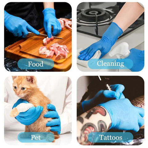 Heavy Duty Nitrile Disposable Gloves 4 Mil Thick, 100 Count, Latex Free And Powder Free, Food Safe For Cooking And Household Tasks