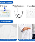 Kids Doctor Lab Coat Set With Stethoscope And Name Tag For Dress Up Scientist Costume For Boys And Girls Ages 3 To 12 White Size 130CM