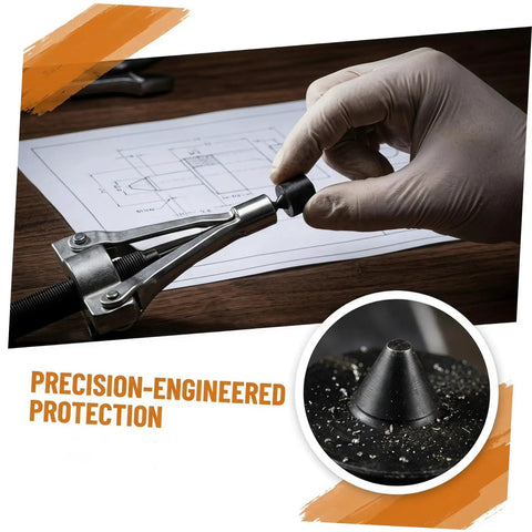 KALLORY 6 Pack Shaft End Protectors For Grip-O-Matic Pullers Industrial Machine Shaft Guard Cap being demonstrated in use for protection.