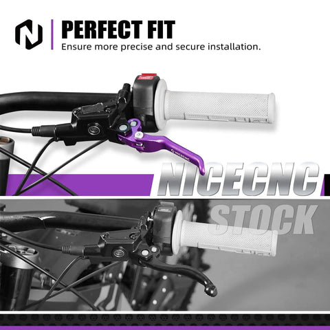 Foldable Front And Rear Brake Levers For Surron Light Bee X S L1E And Segway X160 X260 6061 Aluminum CNC in purple finish installed