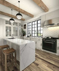 Modern kitchen with white cabinets and visible Five Pack Cool Matte Black Cabinet Handles For Kitchen Cabinets Six And A Quarter Inch Solid Drawer Pulls Rust Resistant 160mm Hole Center Premium Durable Hardware With Smooth Touch.