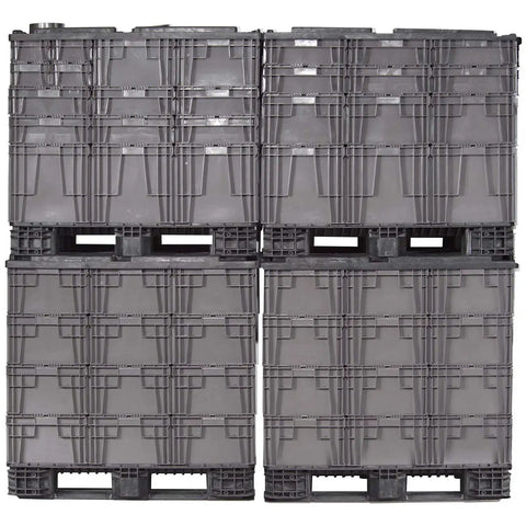 Heavy Duty Plastic Storage Tote With Straight Wall Design 48 Inch By 15 Inch By 7.5 Inch Light Gray Built To Last Garage Ready