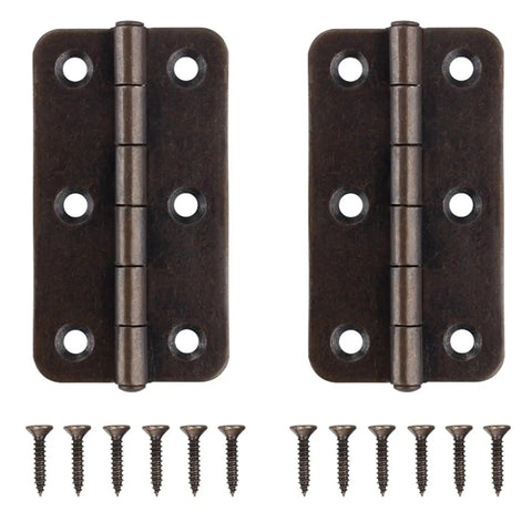 3 Inch Antique Copper Iron Round Corner Hinges For Cabinet Doors Built Tough Open 270 Degree Furniture Hinge With Free Screws