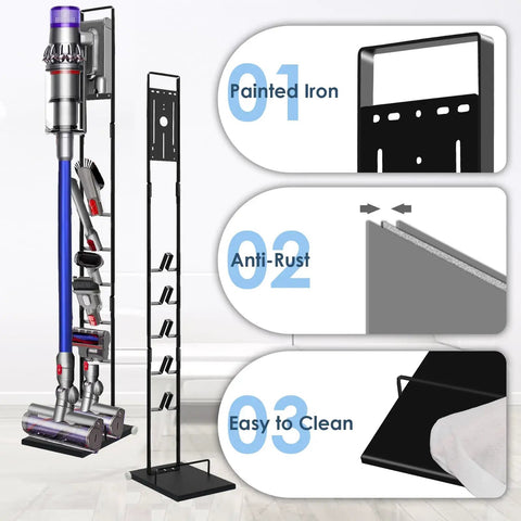 Heavy Duty Vacuum Stand With Wheels For Dyson V15 V12 V11 V10 V9 V8 V7 V6 Cordless Cleaners, Metal Base Bracket Holder