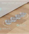 Clear Rubber Furniture Foot Pads For Hardwood Floors Hidden Cushions shown on wooden floor with screws, set of 4 no slip protectors