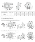 Technical drawing of 200mm Hollow Rotating Platform With 10:1 Speed Reducer showing dimensions and specifications.