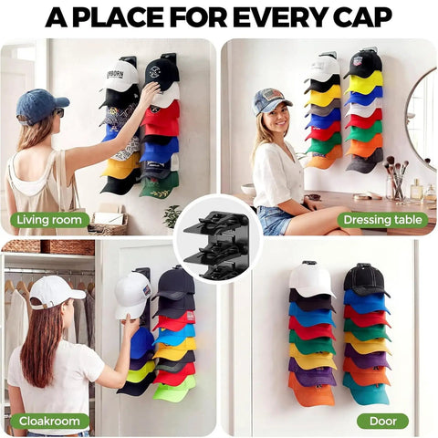 Solid Two Pack Wall Mount Hat Rack Organizer Holds Up To 36 Baseball Caps Smooth Sliding Clips Fit Snapbacks Beanies And Trucker Hats Game Changer Closet Setup You Straight Gonna Appreciate Daily