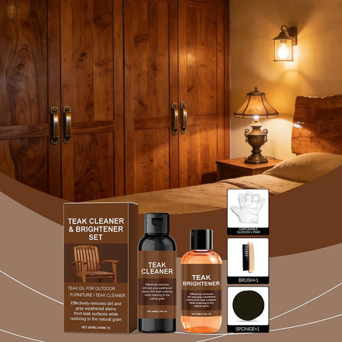 All In One Teak Wood Cleaner And Restoration Kit With Brightener For Indoor Outdoor Furniture Marine Decks And Patios set
