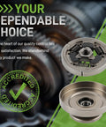Heavy Duty Clutch Drum And V Belt Pulley Kit With Spark Plug For Stihl TS410 TS420 Cut Off Saw Replaces 4238 760 8500 Pro Grade Replacement Parts shown with text "Your Dependable Choice" and "Accredited" seal.