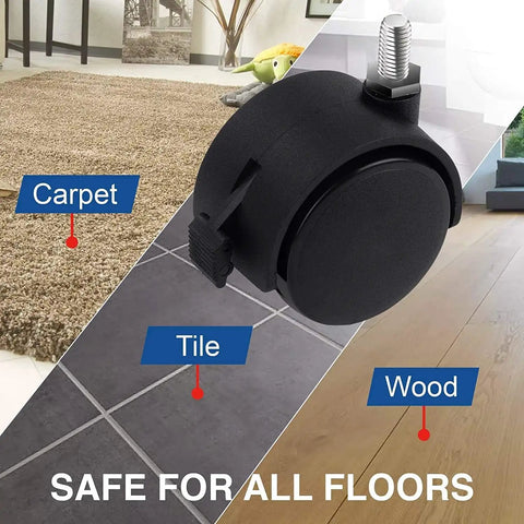 Premium Black 2 Inch Swivel Furniture Casters With Dual Brake 4 Pack Nylon Floor Savers For Standing Desk Office Chair Hassle Free Swap Smooth Rolling Silent Glide Upgraded