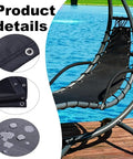 Heavy Duty Replacement Mesh With Rope Kits For Hanging Lounge Chair Curved Chaise Outdoor Patio Waterproof Black With Storage Bag And 350 Lbs Capacity