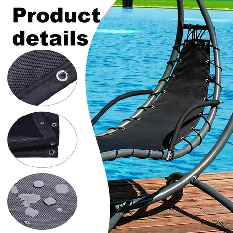 Heavy Duty Replacement Mesh With Rope Kits For Hanging Lounge Chair Curved Chaise Outdoor Patio Waterproof Black With Storage Bag And 350 Lbs Capacity