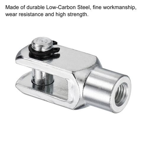 Air Cylinder Rod Clevis End With Y Connector 52mm Length M10x1.25 Female Thread silver low-carbon steel swivel mount