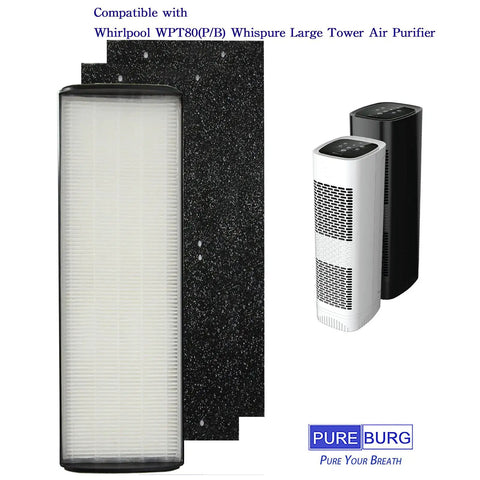 Replacement Filter Set For Whirlpool WPT80 Whispure Large Tower Air Purifier Featuring H13 True HEPA Filters Pack Of 2
