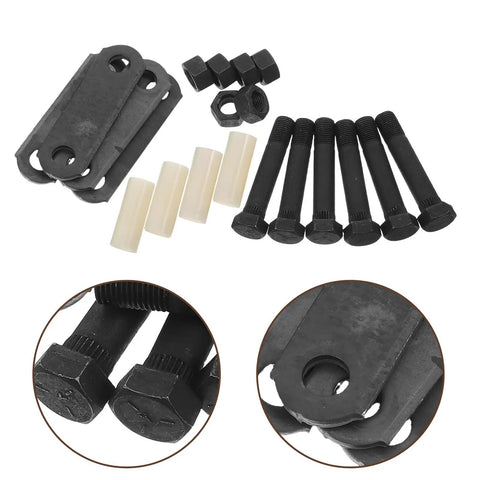 Heavy Duty Suspension Shackle Kit For Tandem Axle Utility Trailers With Nylon Bushings And Steel Long Bolts To Boost Performance, Durability, And Smooth Rides On The Road, steel parts
