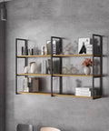 Industrial Wrought Iron Three Tier Floating Shelf Brackets Built Like A Tank For Ceiling And Wall Mount Heavy Duty Black Metal Supports For Living Room Bedroom Office Kitchen Easy Setup Holds Heavy Gear Without Any Fuss displayed with decorative items