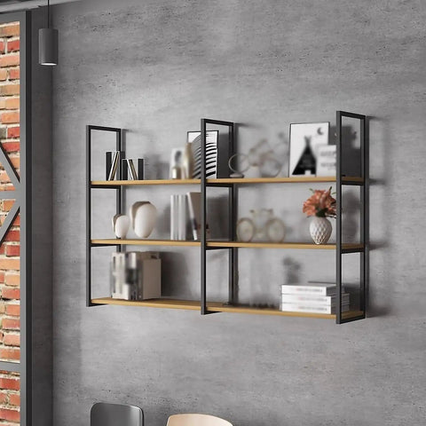 Industrial Wrought Iron Three Tier Floating Shelf Brackets Built Like A Tank For Ceiling And Wall Mount Heavy Duty Black Metal Supports For Living Room Bedroom Office Kitchen Easy Setup Holds Heavy Gear Without Any Fuss displayed with decorative items