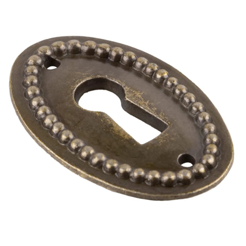 Upgrade Your Cabinets With This Dead Nuts Tight Oval Antique Brass Keyhole Cover, Heavy Duty Zinc Escutcheon Plate For Drawers And Desks, Built Tough To Look Sweet And Install Easy Zero Hassle