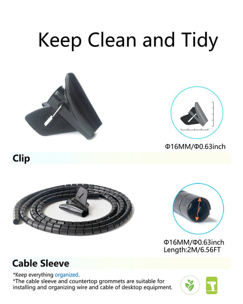 Six Pack Desk Grommet Hole Saw Kit 50 Mm Bi-Metal with drill bit hex key cable sleeve and six desk wire grommets for easy organization