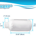 15 Micron Cloth Dust Bag Replacement For Dust Collectors Must Have Heavy Duty Reusable Washable Bag with dimensions shown