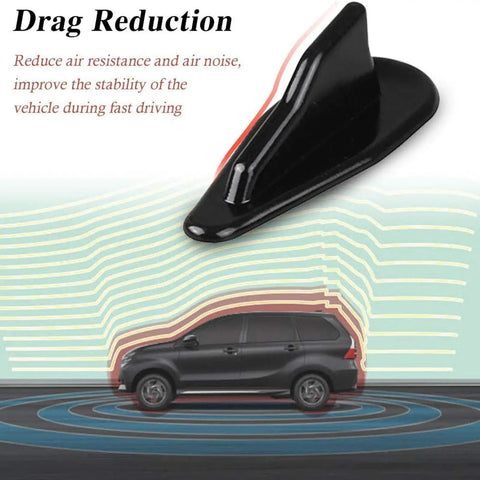 Diffuser Shark Fin Kit 10 Piece Set For Spoiler Roof Wing Air Vortex Generator Black Dope Look Aggressive Evo Style Car Exterior Decor With Strong Adhesive And Easy Peel And Stick No Drill Required, shown in close-up with aerodynamic illustration.