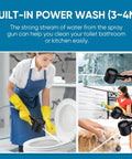 Person cleaning with Filtered Shower Head With Handheld, 4 Plus 1 Spray Modes, Built In Filter Power Wash For Hard Water, Black