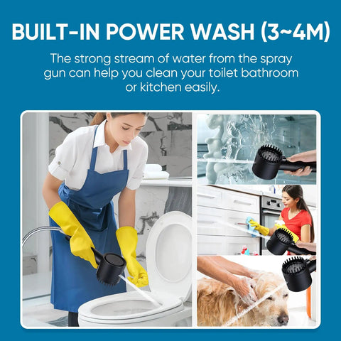 Person cleaning with Filtered Shower Head With Handheld, 4 Plus 1 Spray Modes, Built In Filter Power Wash For Hard Water, Black