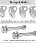 Upper Arm Caster Bolt Kit For Chevy Silverado And Gmc Sierra 1500 2500 3500 Trucks Suspension Hardware Adjustable Camber Parts Two Pack with alignment cams and high-grade bolts.