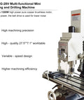 Tough As Nails 1300W Brushless Benchtop Milling Machine With R8 Spindle 1.1 Inch Drill Capacity Variable Speed precision mill drill on a workbench