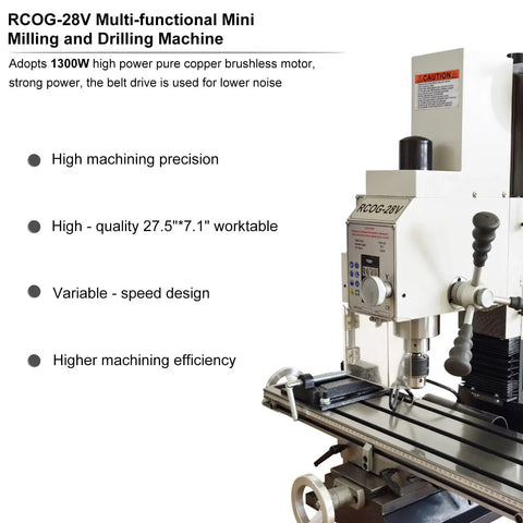 Tough As Nails 1300W Brushless Benchtop Milling Machine With R8 Spindle 1.1 Inch Drill Capacity Variable Speed precision mill drill on a workbench