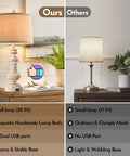 Comparison of Vintage Vibe Table Lamps Set Of 2 With USB Ports And E26 Base, 28 Inches Tall Resin beside plain 17-inch lamp.