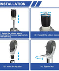Installation steps for Heavy Duty 3 Inch Expanding Stem Casters With Side Brake, Smooth Rolling Furniture Wheels For Pipe Legs.