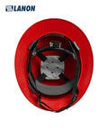 Interior view of Full Brim Hard Hat With Premium American Flag Design OSHA Approved Type I Top Impact Class C FRP Safety Helmet With 4 Point Adjustable Ratchet Suspension Lightweight And Durable