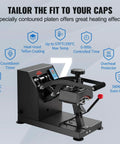 Zero Hassle 6X3.75 Inch Curved Hat Heat Press Clamshell Design Nonstick Aluminum Plate Digital Lcd Timer Temperature Control Badass Gear For Custom Caps That Gets The Job Done Fast with LCD display and heat-resist Teflon coating.