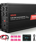 1500W Pure Sine Wave Power Inverter transforms 12V DC into 120V AC with multiple outlets and ports for RV trucks.