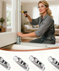 Heavy Duty Double Bearing Sliding Door Rollers With Adjustable Angle Premium Zinc Alloy Window Pulley Wheels installed on a door.